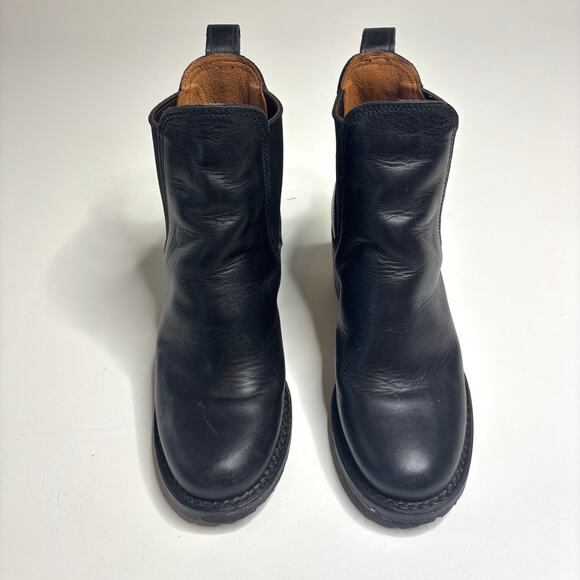 Frye Sabrina Black Leather Heeled Chelsea Boot Pull On - Picture 3 of 10